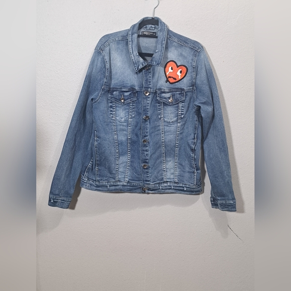 Roku Studio Distressed Light Wash Denim Jacket, Size 2XL - Picture 2 of 16